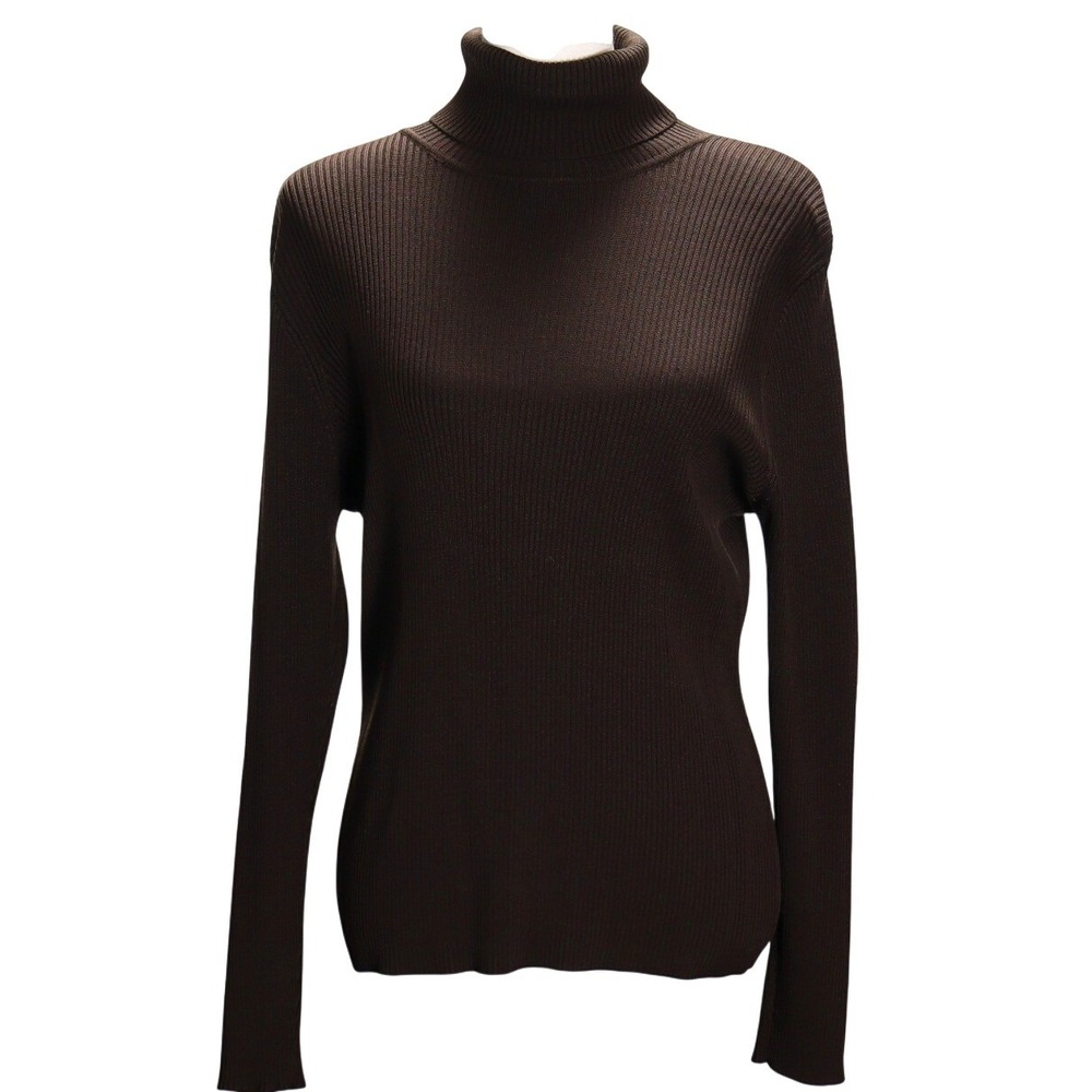 Sadimara Vintage 100% Silk Ribbed Turtleneck Sweater office fall layer Women's L